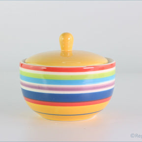 RPW251 - Whittards - Lidded Sugar Bowl (Multi Stripes)