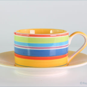 RPW254 - Whittards - Teacup And Saucer (Horizontal Stripes - Yellow Interior)
