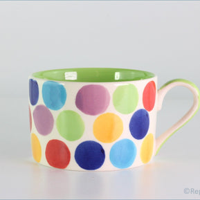 RPW255 - Whittards - Teacup (Multi Coloured Spots - Green Interior)