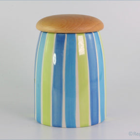 RPW268 - Whittards - Storage Jar (Green & Blue Stripes)