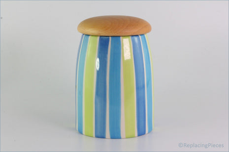 RPW268 - Whittards - Storage Jar (Green & Blue Stripes)