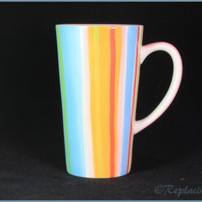 RPW73 - Whittards - Latte Mug (Pink Interior - Stripy Exterior)