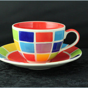 RPW6 - Whittards - Coloured Squares Teacup & Saucer