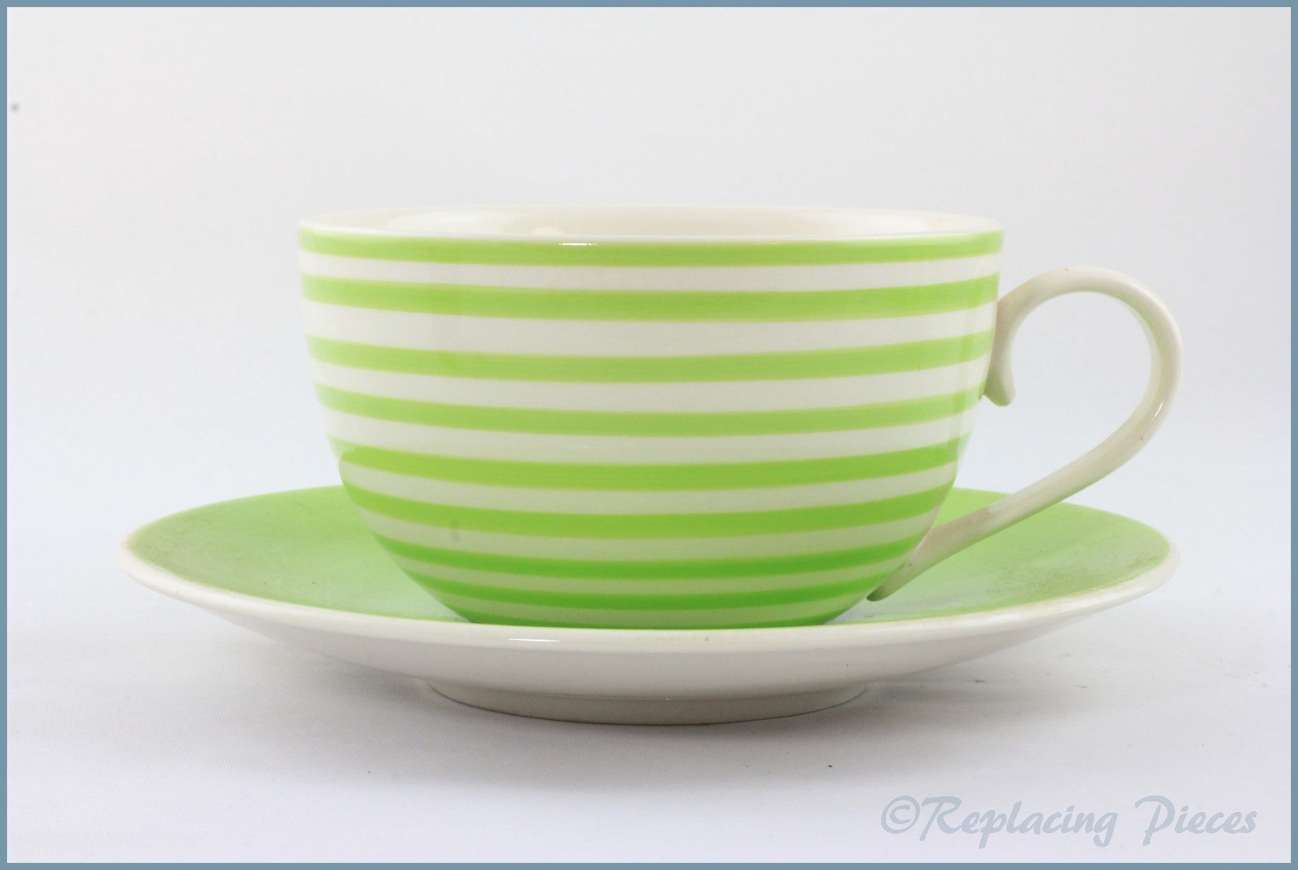 RPW92 - Whittards - Green Stripe Jumbo Cup & Saucer