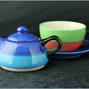 RPW9 - Whittards - Tea For One Blue (Green & Red Stripe)