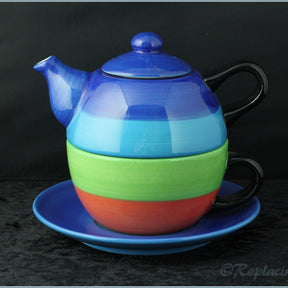 RPW9 - Whittards - Tea For One Blue (Green & Red Stripe)