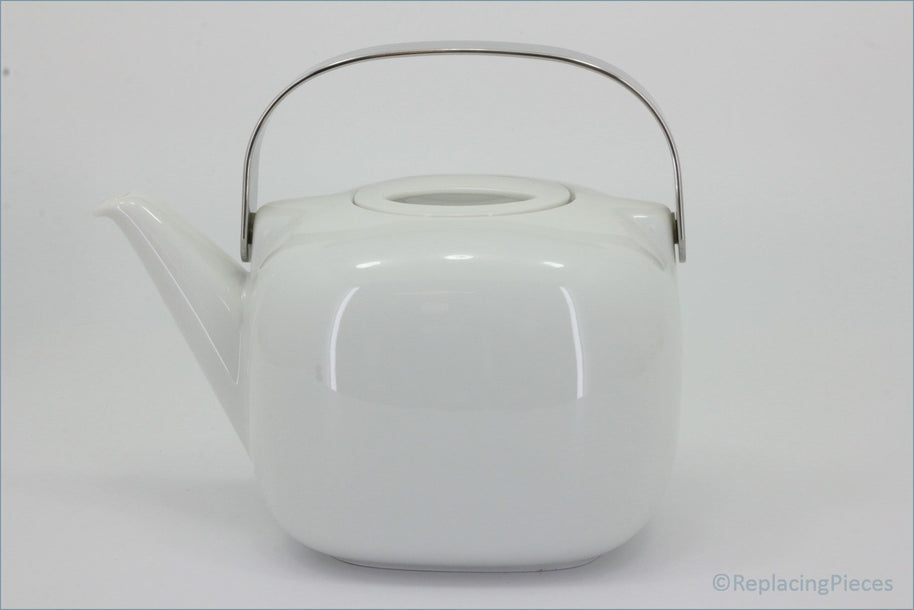 Rosenthal - Suomi - Teapot - White teapot with a silver handle on a white background