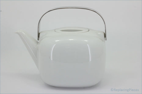 Rosenthal - Suomi - Teapot - White teapot with a silver handle on a white background