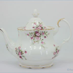 Royal Albert - Cottage Garden - Teapot - White teapot with floral design on a light gray background