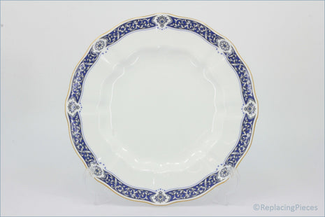 Royal Crown Derby - Milldale (A1326) - Dinner Plate - White plate with blue floral rim on a white background