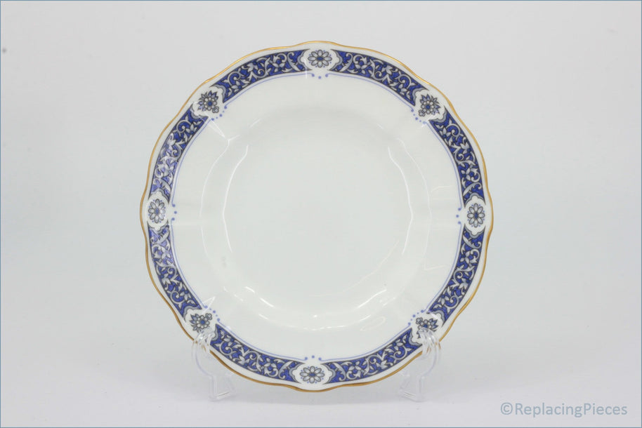 Royal Crown Derby - Milldale (A1326) - 6 1/2" Side Plate - White plate with blue and gold decorative rim on a white background