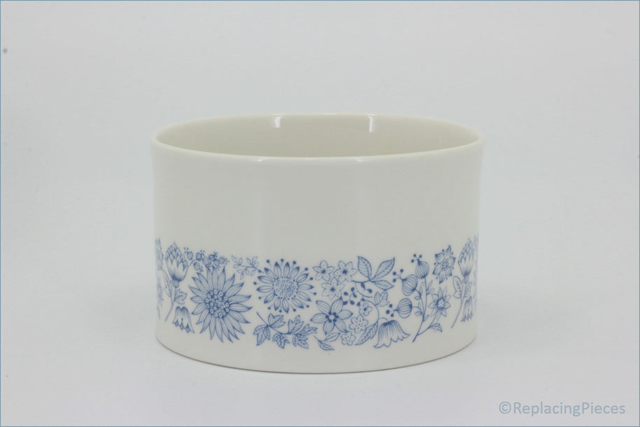 Royal Doulton - Cranbourne (TC1032) - Sugar Bowl - White ceramic bowl with blue floral pattern on a white background