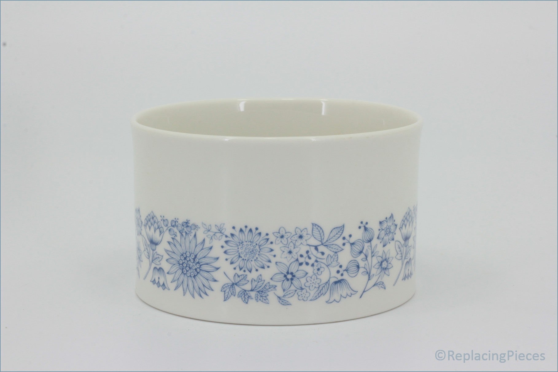 Royal Doulton - Cranbourne (TC1032) - Sugar Bowl - White ceramic bowl with blue floral pattern on a white background