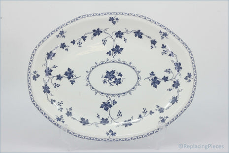 Royal Doulton - Hartford (LS1085) - 13 1/2" Oval Platter - Decorative platter with blue floral pattern on a white background