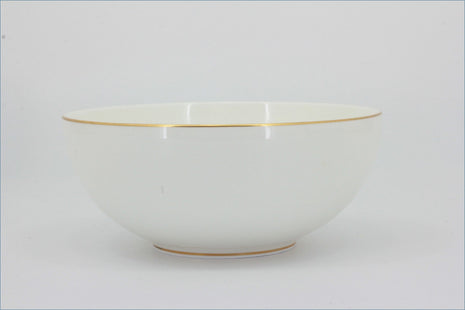 White ceramic bowl with gold rim on a light gray background - Royal Doulton - Symmetry Gold - Cereal Bowl