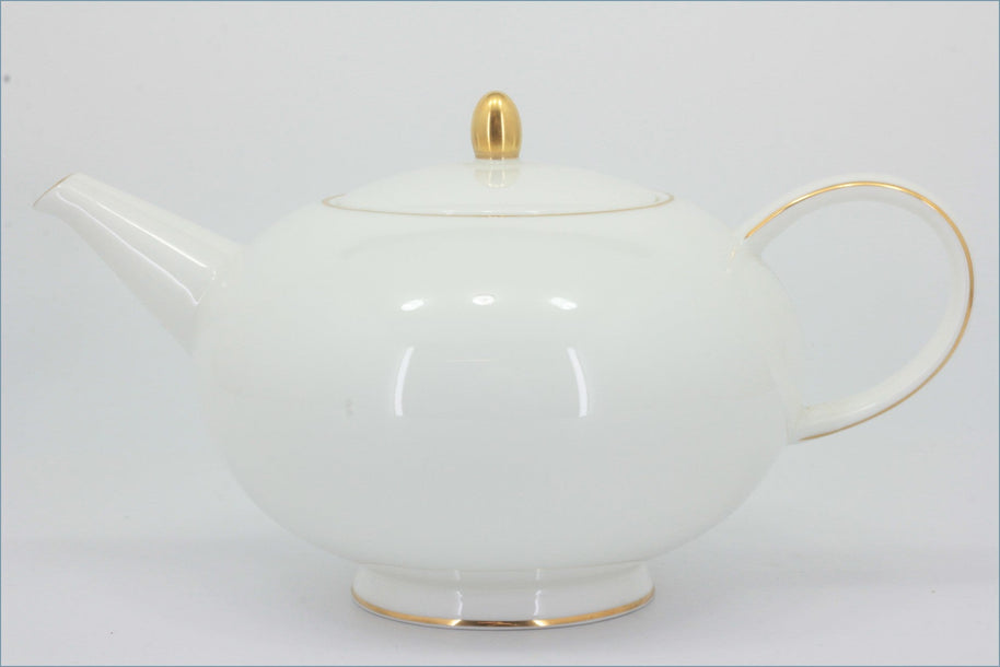 Royal Doulton - Symmetry Gold - Teapot - White teapot with gold accents on a white background 