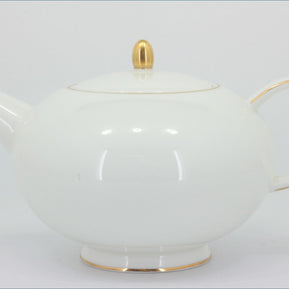 Royal Doulton - Symmetry Gold - Teapot - White teapot with gold accents on a white background 