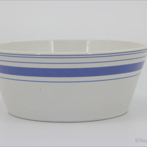Royal Doulton - Chophouse Blue - Cereal Bowl - White bowl with blue stripes on a white background