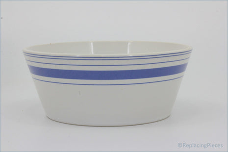 Royal Doulton - Chophouse Blue - Cereal Bowl - White bowl with blue stripes on a white background