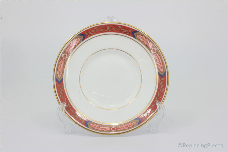 Royal Worcester - Beaufort Red - Coffee Saucer - Decorative saucer with red and gold rim on a white background
