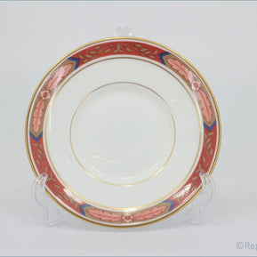 Royal Worcester - Beaufort Red - Coffee Saucer - Decorative saucer with red and gold rim on a white background