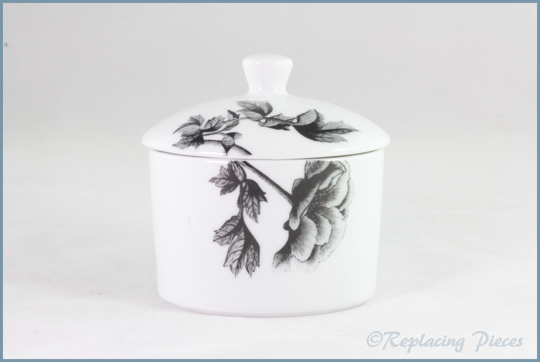 Royal Worcester - Black Peony - Lidded Sugar Bowl