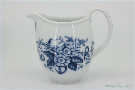 Royal Worcester - Hanbury - Milk Jug - White ceramic pitcher with blue floral pattern on a white background