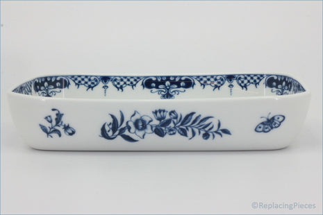 Royal Worcester - Hanbury - 10 1/2" Oblong Roaster - Rectangular white dish with blue floral patterns on a light gray background