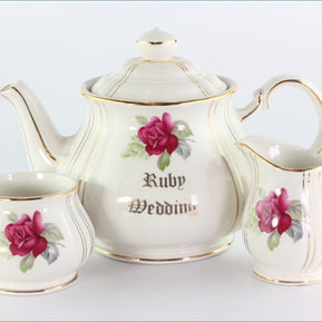 Sadler - Ruby Wedding - 3 Piece Teaset - SAD1