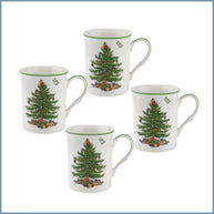 Spode - Christmas Tree - Set Of Four Mugs - NEW
