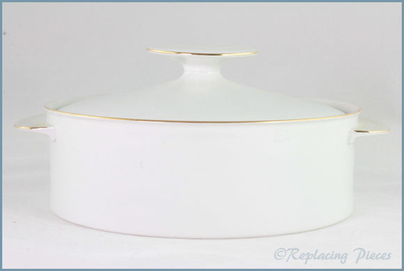Thomas - White With Thin Gold Band - Lidded Vegetable Dish