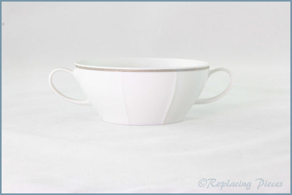Thomas - White Ridged With Silver Band - Soup Cup