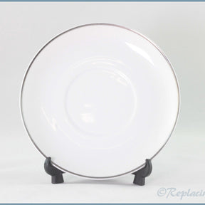 Thomas - White Ridged With Silver Band - Soup Cup Saucer
