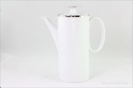 Thomas - White With Thick Silver Band - Coffee Pot