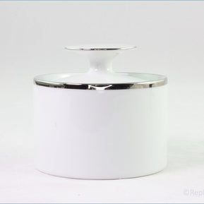 Thomas - White With Thick Silver Band - Lidded Sugar Bowl