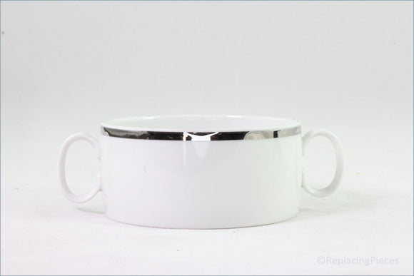 Thomas - White With Thick Silver Band - Soup Cup