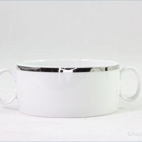 Thomas - White With Thick Silver Band - Soup Cup