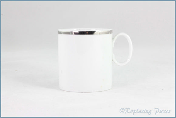 Thomas - White With Thick Silver Band - Coffee Cup