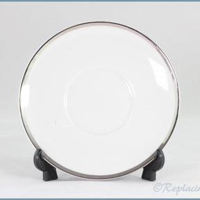 Thomas - White With Thick Silver Band - Tea Saucer