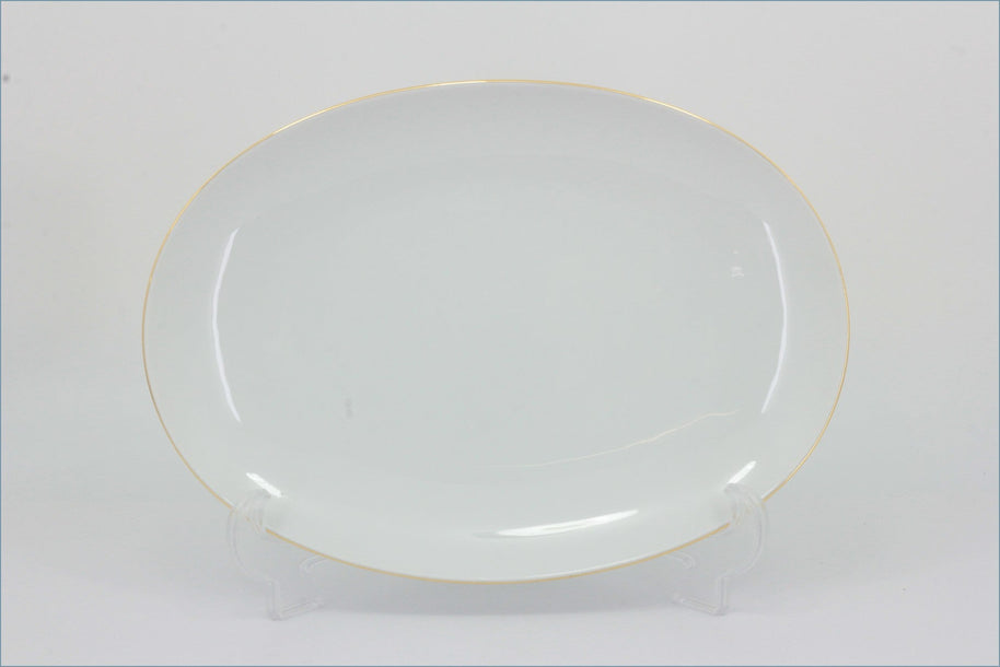Thomas - White With Thin Gold Band - 11" Oval Platter