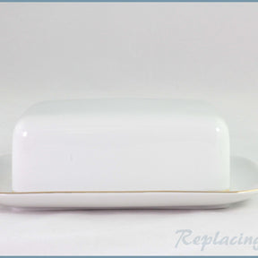 Thomas - White With Thin Gold Band - Lidded Butter Dish
