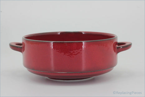 Villeroy & Boch - Granada - Soup Cup - Red ceramic bowl with two handles on a white background