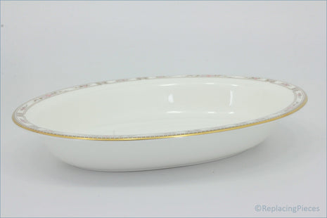 Wedgwood - Colchester - Open Vegetable Dish - White ceramic bowl with gold rim on a white background