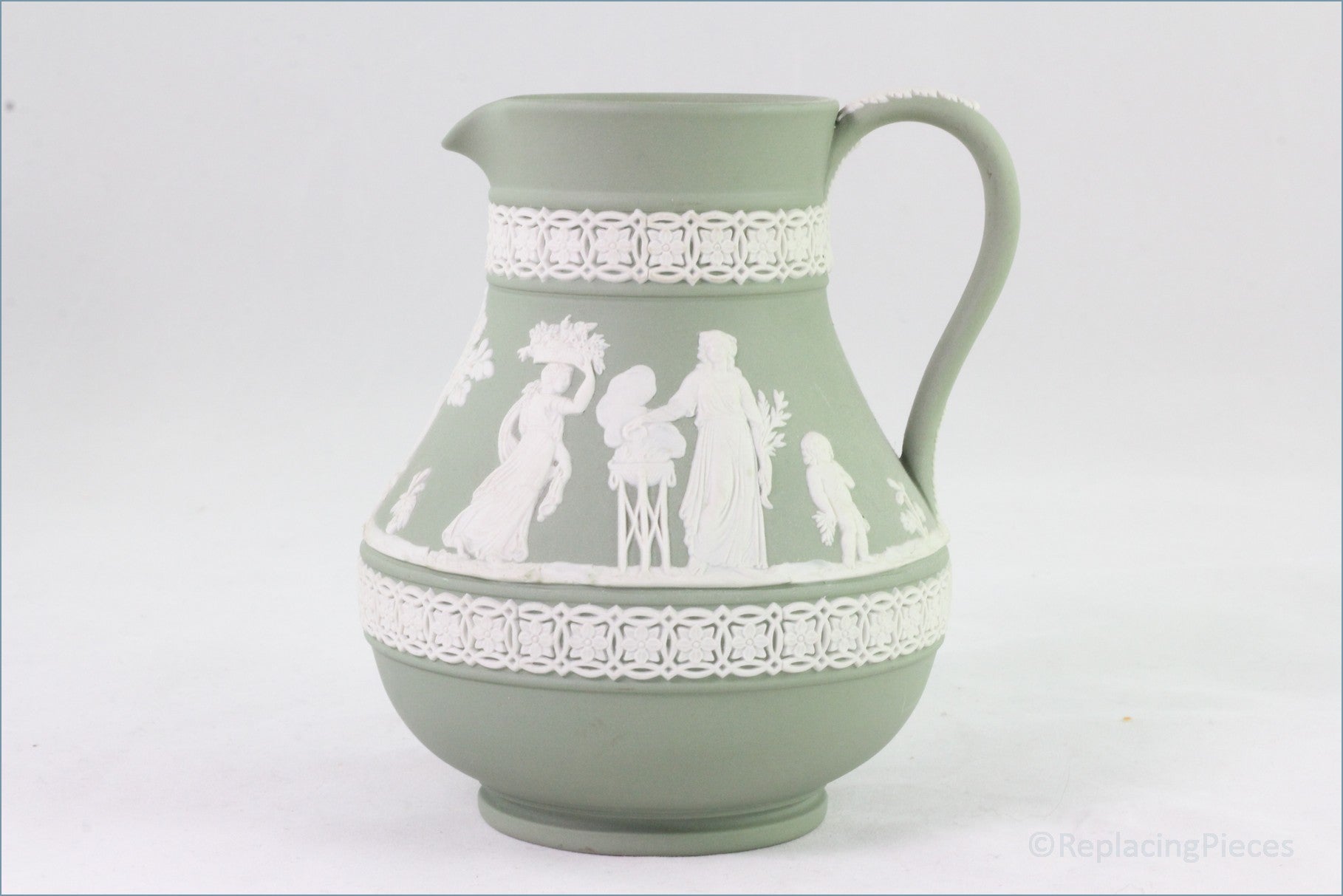 Wedgwood - Jasperware (Sage Green) - Milk Jug (Glazed Interior)
