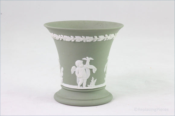 Wedgwood - Jasperware (Sage Green) - Small Trumpet Vase