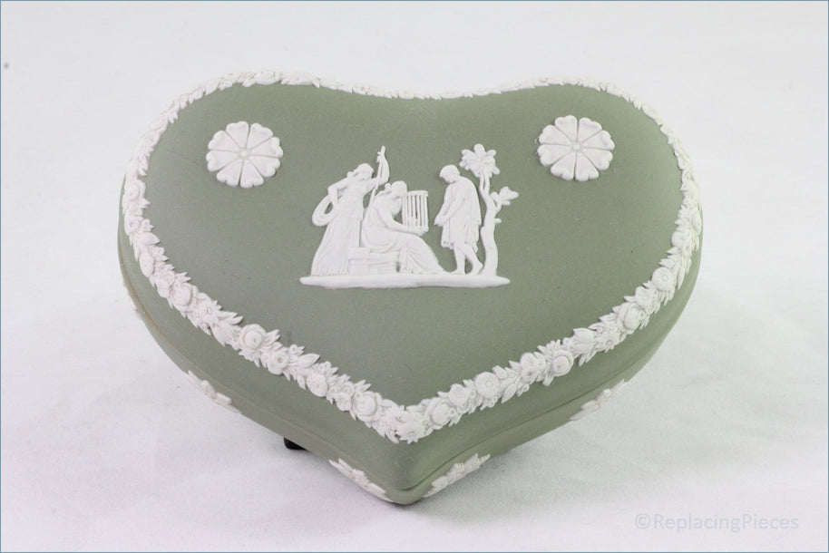 Wedgwood - Jasperware (Sage Green) - Heart Box