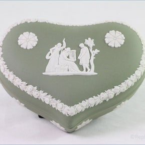 Wedgwood - Jasperware (Sage Green) - Heart Box
