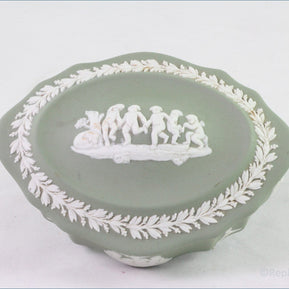 Wedgwood - Jasperware (Sage Green) - Oval Box
