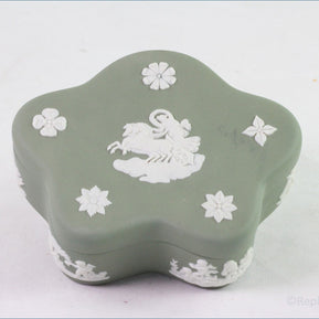 Wedgwood - Jasperware (Sage Green) - Scalloped Box