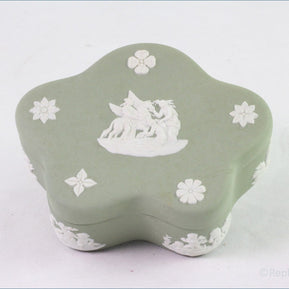 Wedgwood - Jasperware (Sage Green) - Scalloped Box